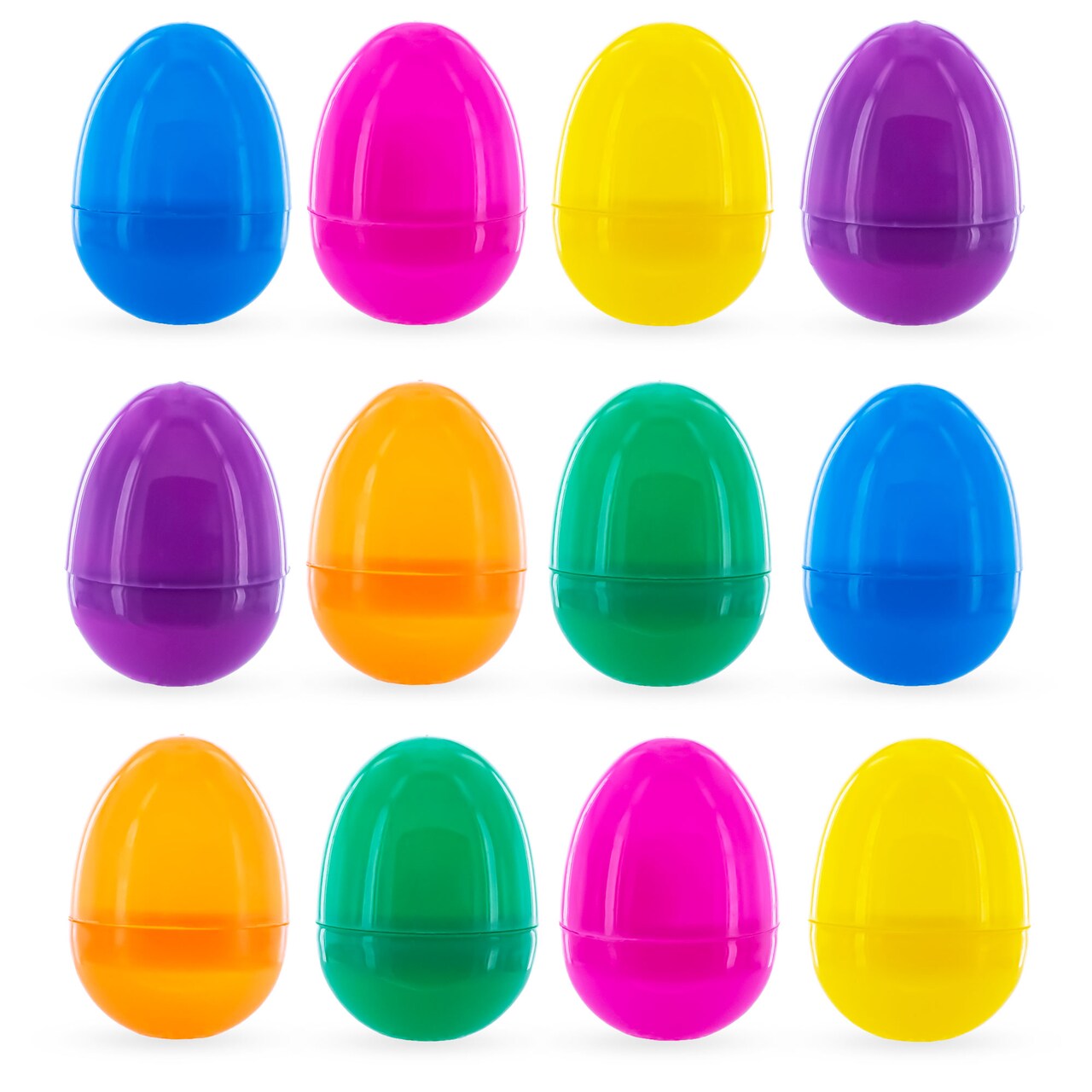 Set of 12 Multicolored Plastic Easter Eggs 2.25 Inches